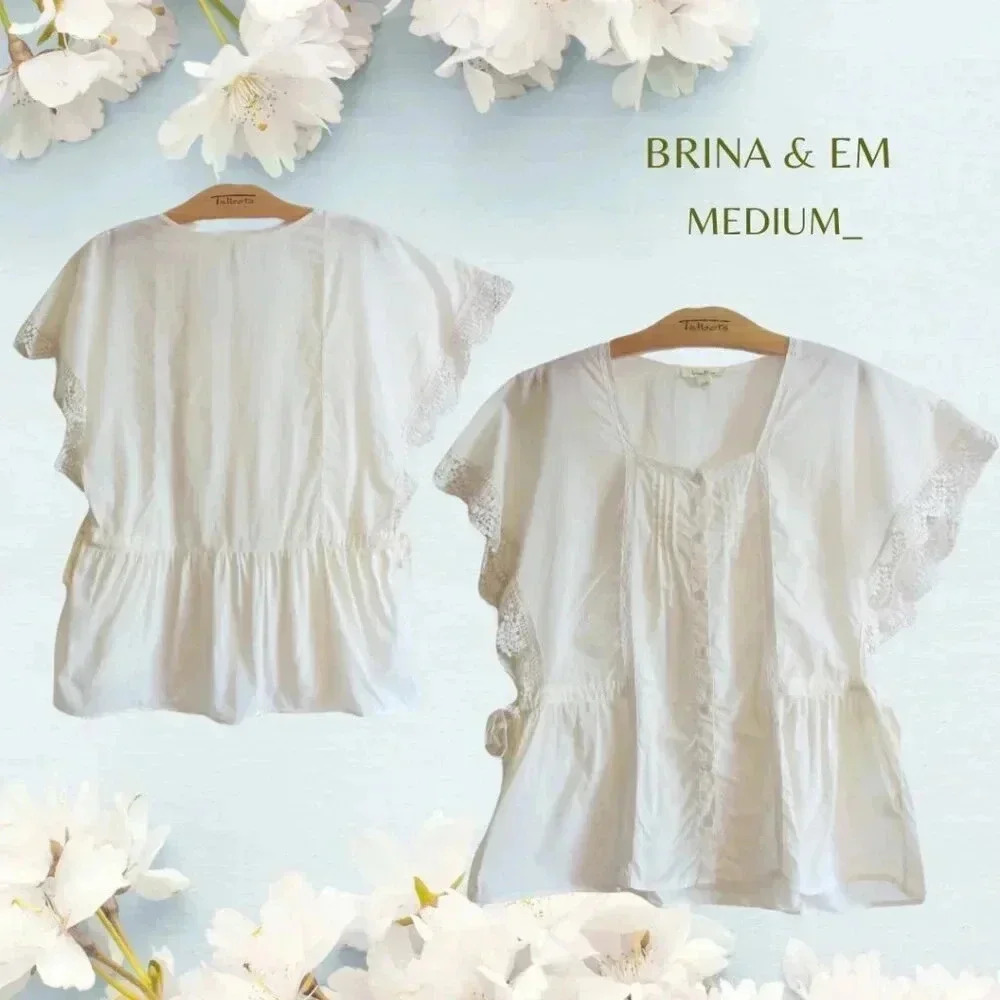 BRINA & EM BEIGE BOHO STLYE TOP  SIZE MEDIUM